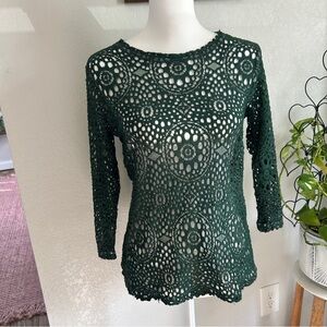 Forest green lace long sleeve top fairy boho